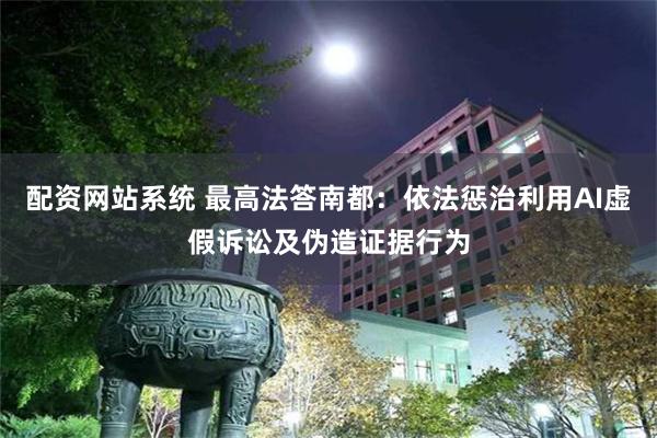 配资网站系统 最高法答南都：依法惩治利用AI虚假诉讼及伪造证据行为